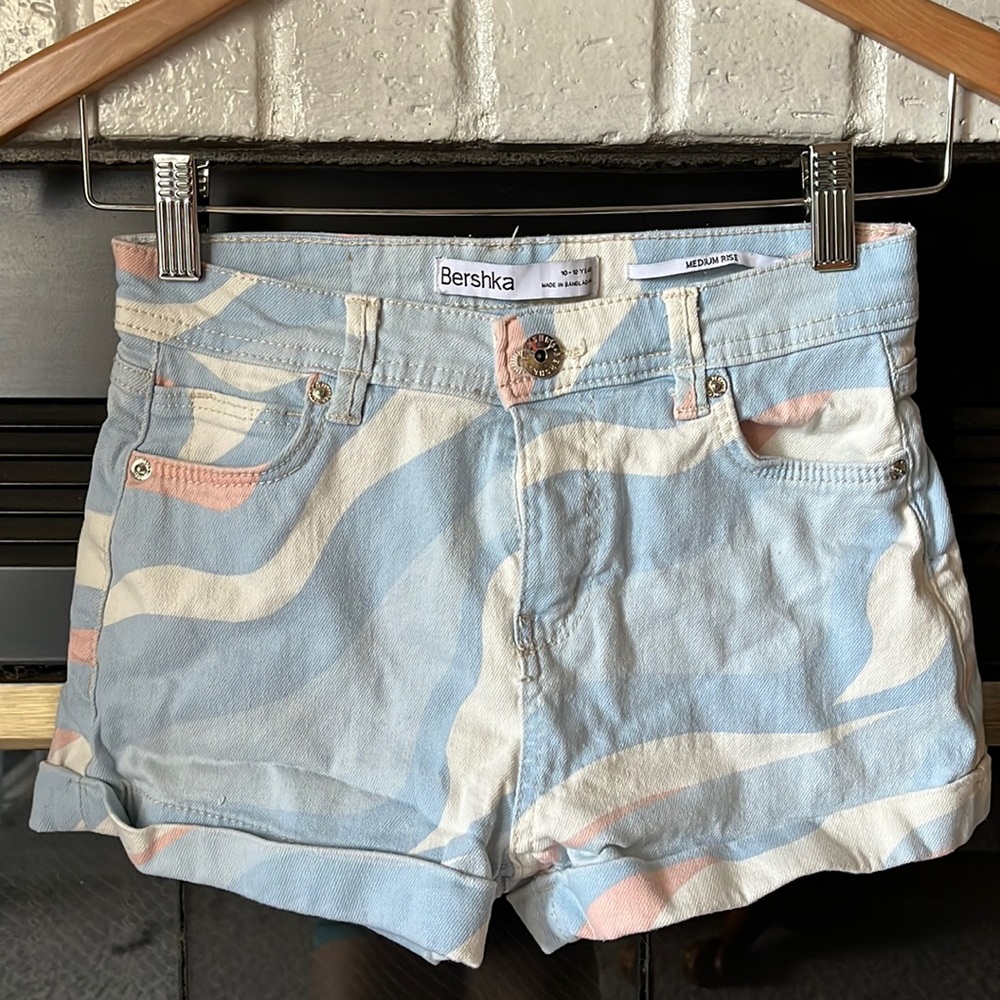 10-12 yr Bershka Multi Color Swirl Shorts